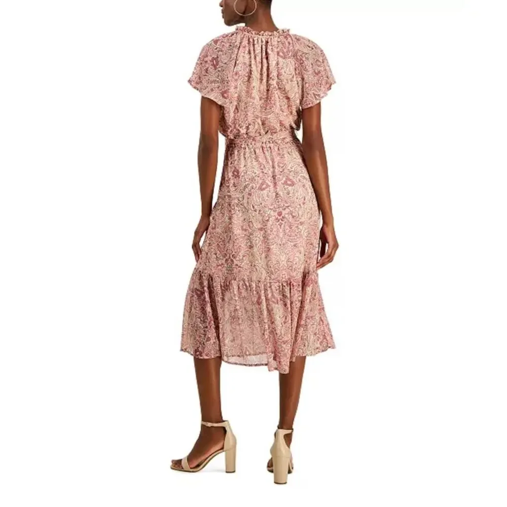 I.N.C. International Concepts Women's Paisley Flutter-Sleeve Midi Dress, Sz 16